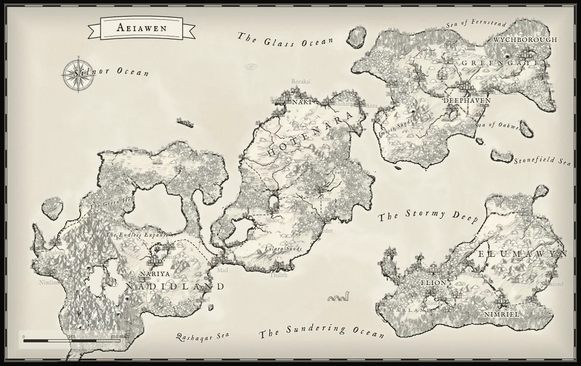 The same continent in the Ink and Quill style